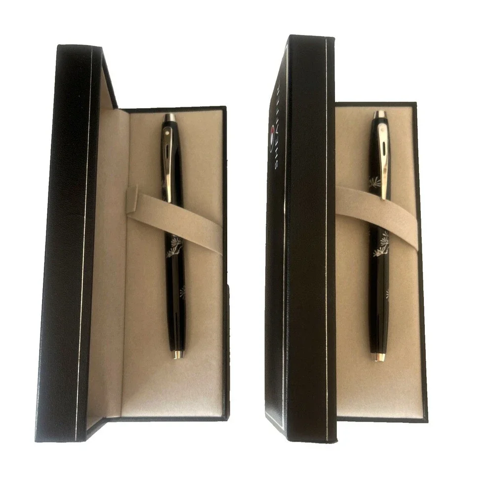 Sheaffer 100 Friends of Winter - Pine Black Laquer Ballpoint Pen LOT 2 Pens New